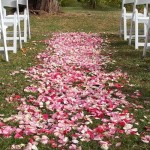 Rose petal wedding aisle