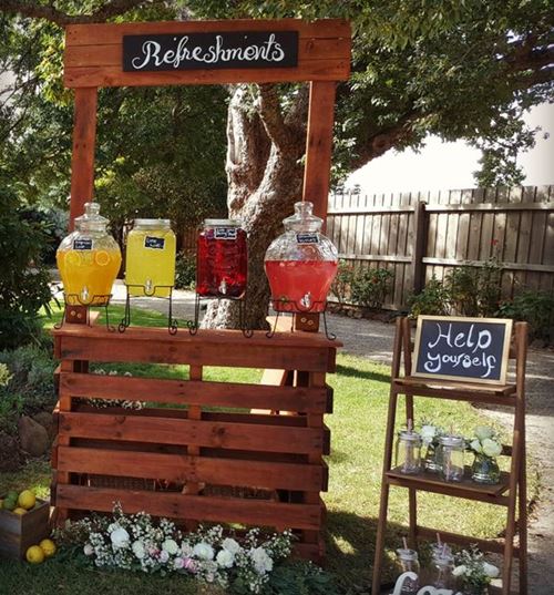 Drink Station with rustic timber bar